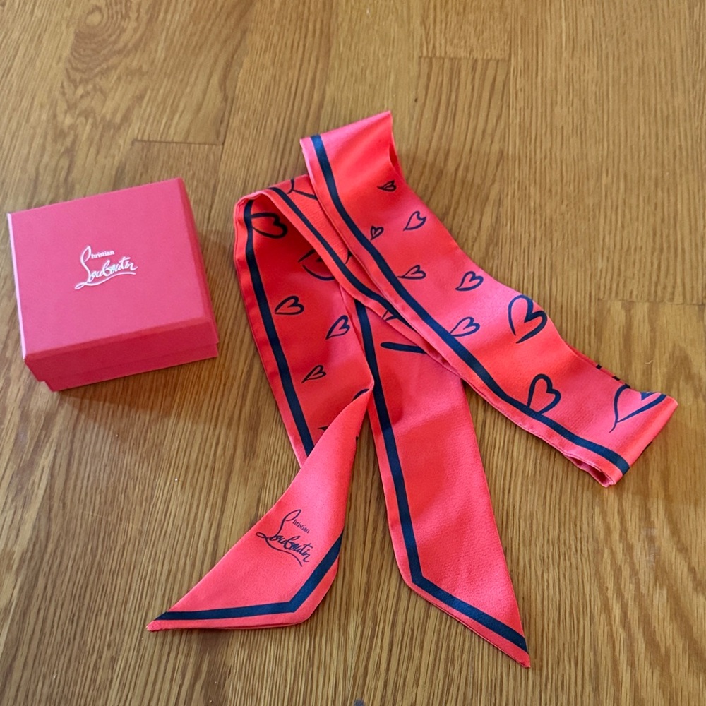 Christian Louboutin Red and Black Heart Scarf